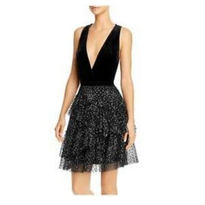 BCBGMAXAZRIA Velvet Metallic Party Cocktail Dress